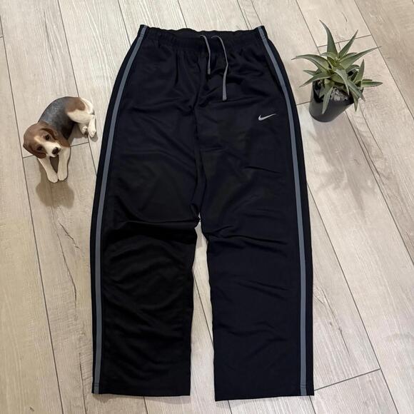 Nike Other - Y2K Nike Dri-Fit Track Pants Black Stripes Size L Baggy Relaxed Straight Leg